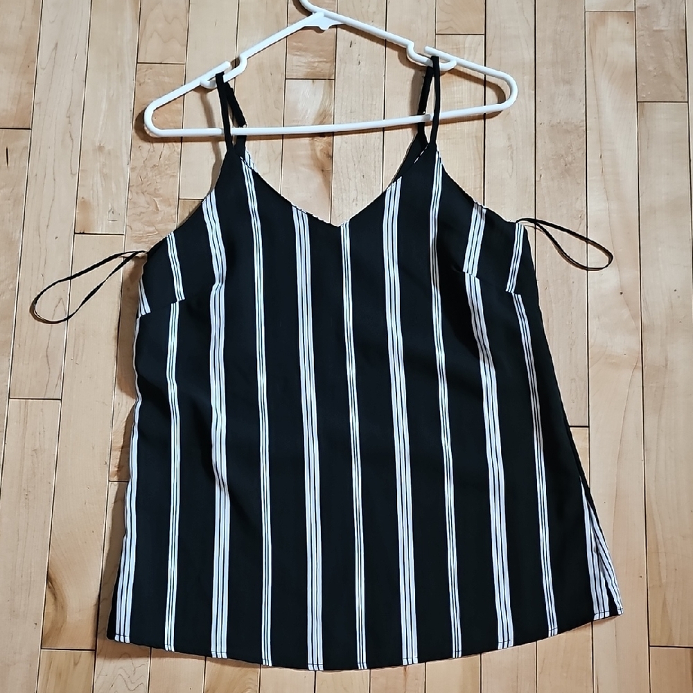 Black and White Striped Women's Camisole Top